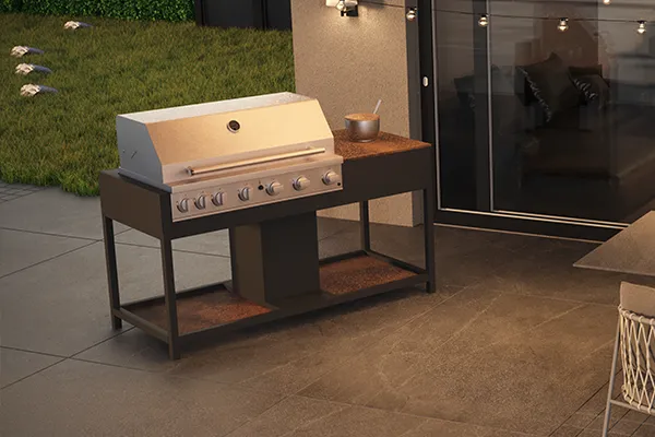 Gerendertes Foto der CB CeraKitchen auf einer Terasse.